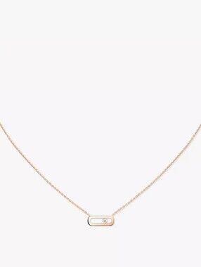 Messika Rose Gold Oval Pendant Necklace with Single Diamond